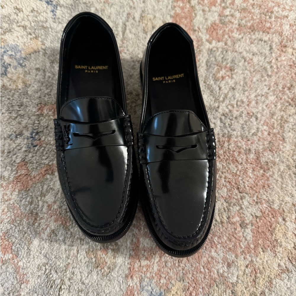 Saint Laurent Glossy Black Loafers